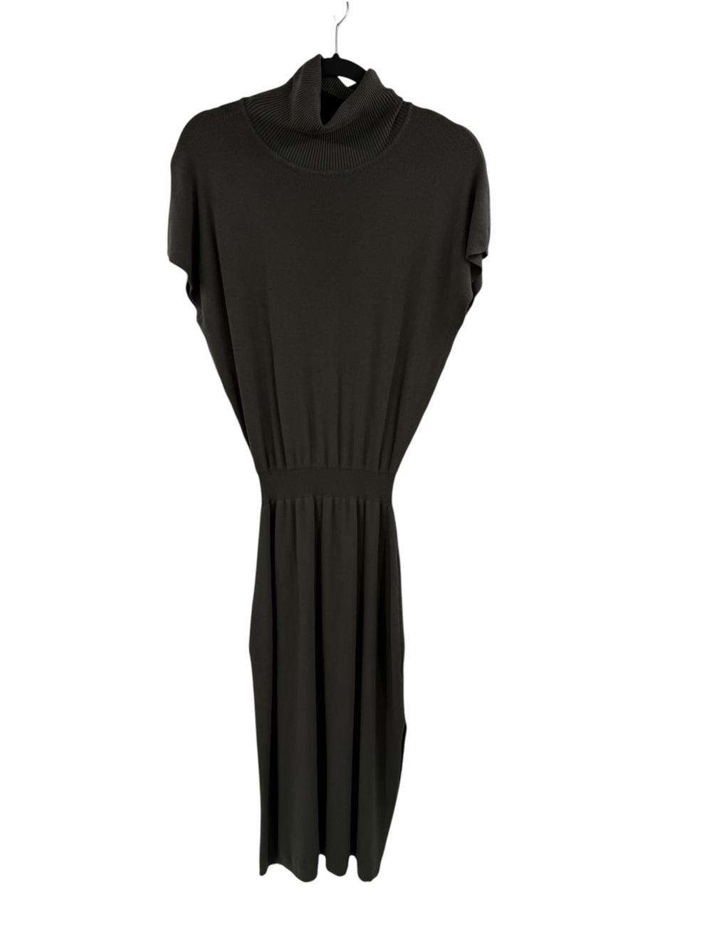 Lulus Women's Olive Green Turtleneck Knit Sweater Midi Dress Size Large